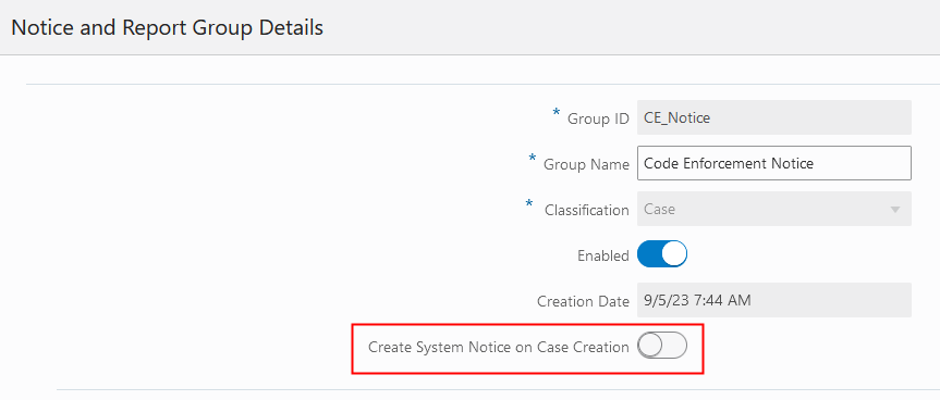 Notice and Report Group Details Page