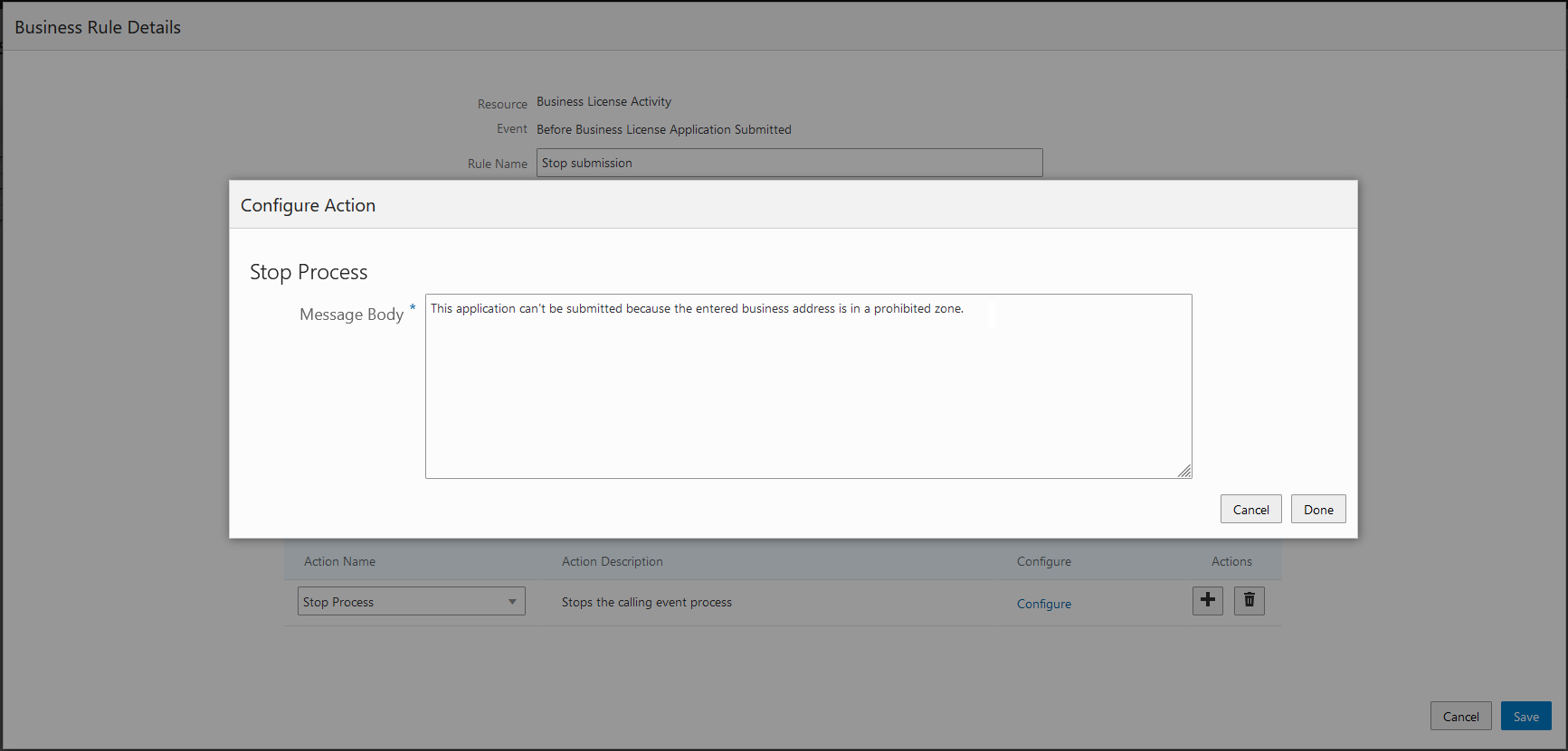 Configure Action Page