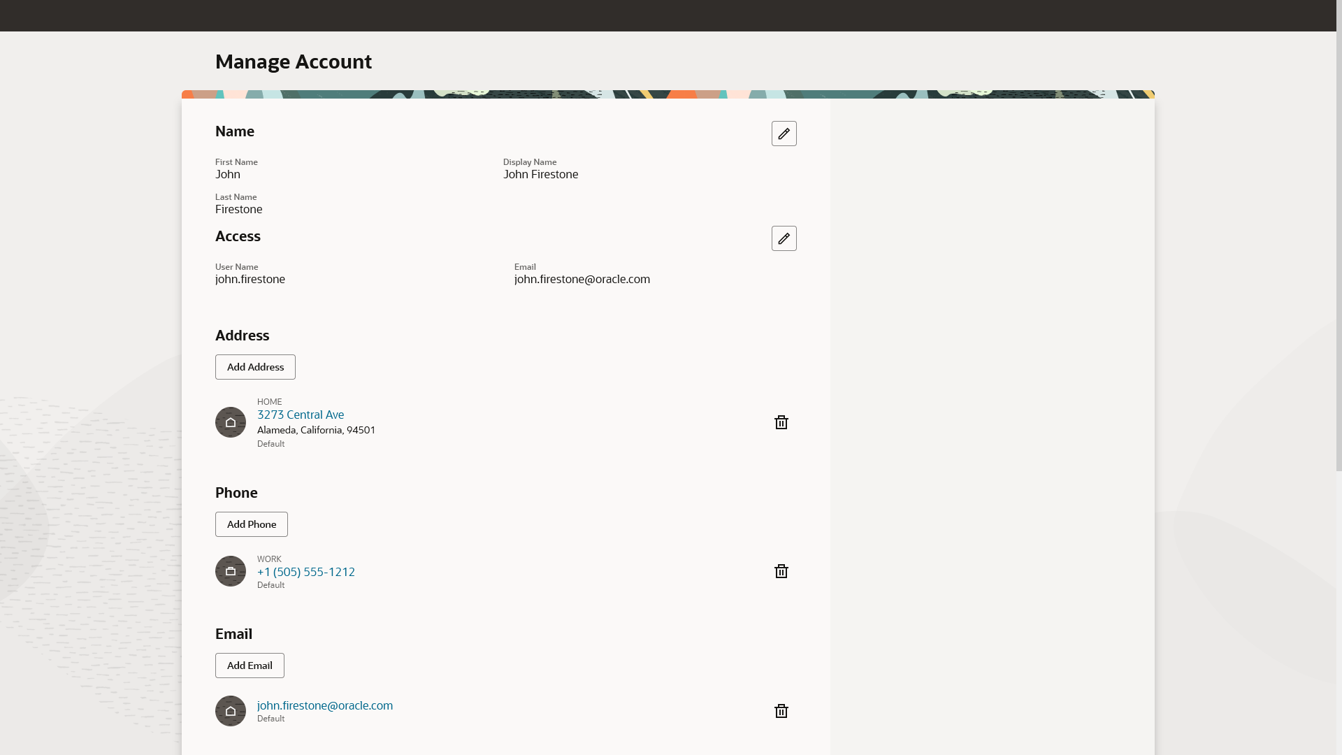 Newly Redesigned Manage Account Page
