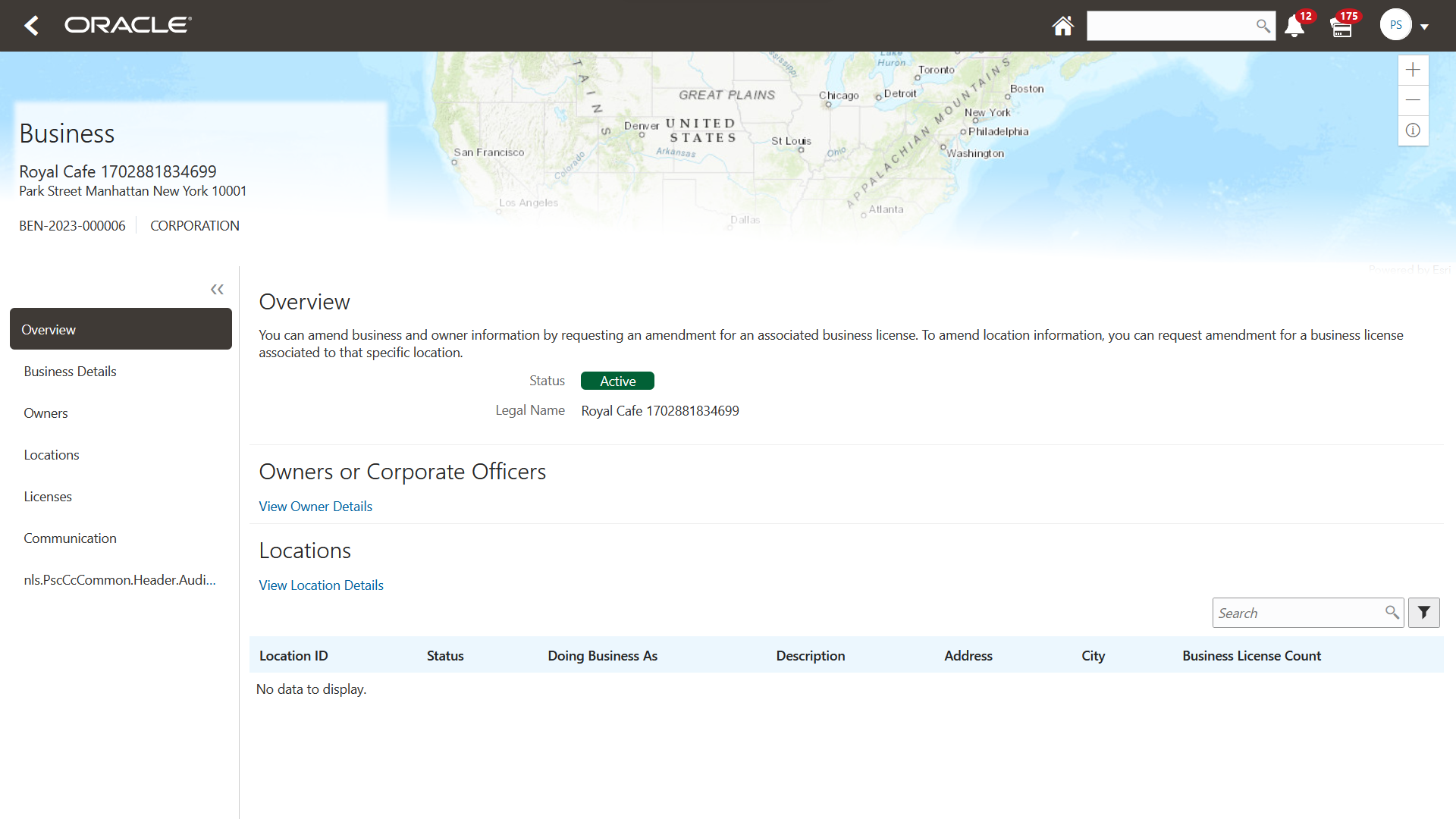 Business Overview page