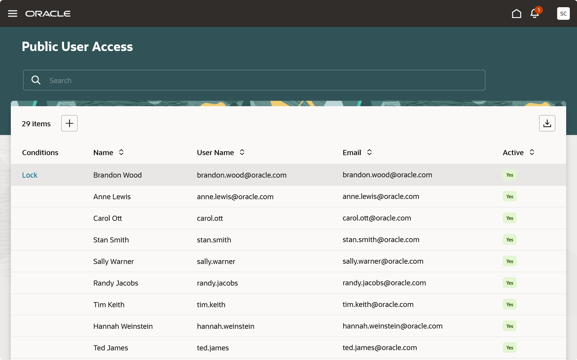Public User Access Page