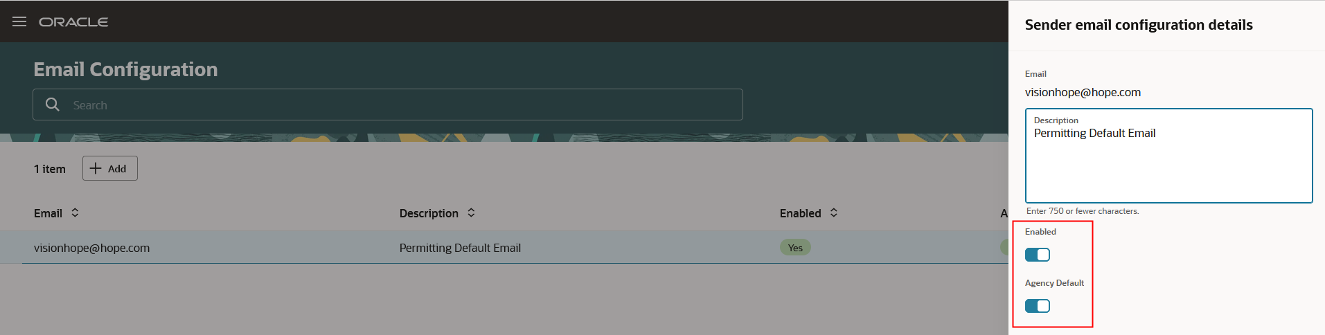 Email Configuration Page
