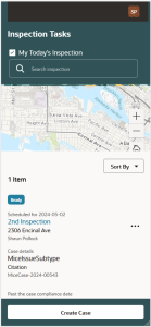 Inspection Tasks Page