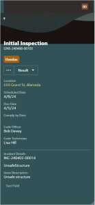 Initial Inspection Page