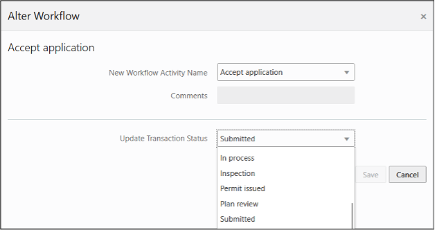 Alter Workflow, Update Transaction Status 