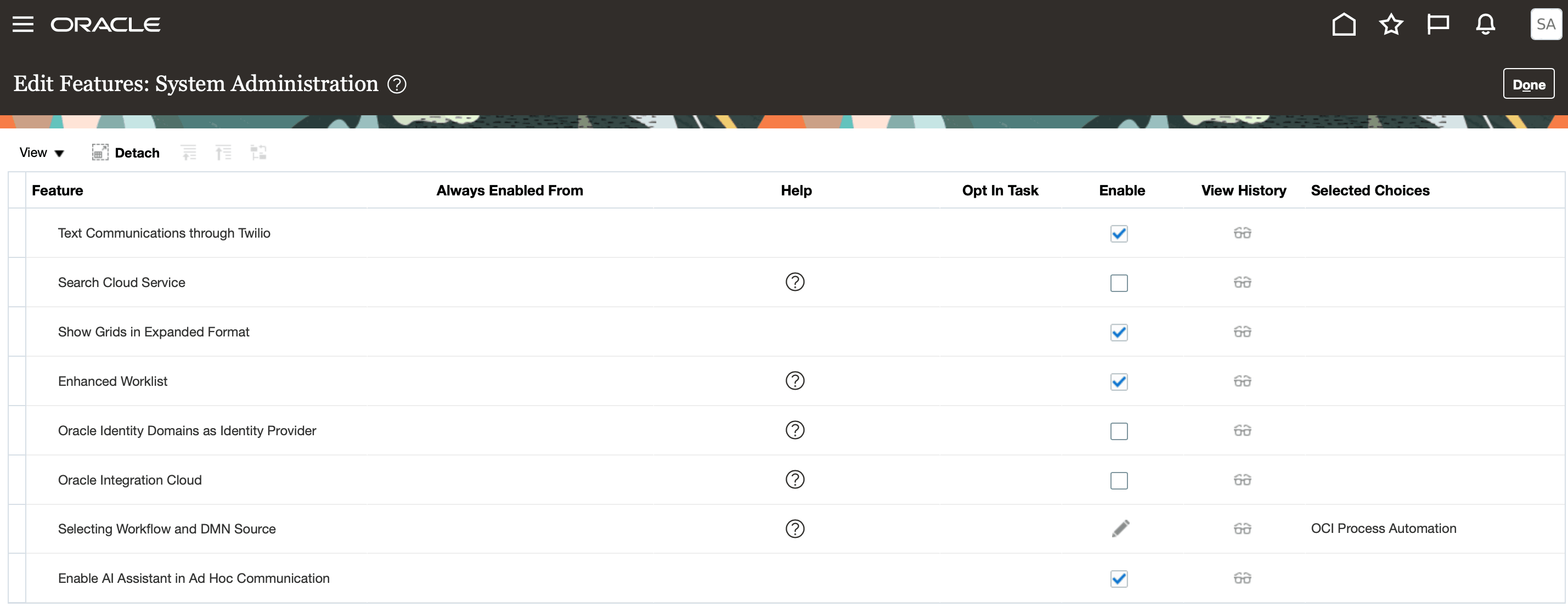 Edit Features: System Administration