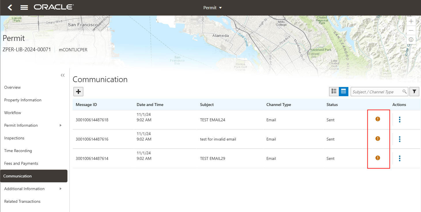 Communication Tab for a Permit