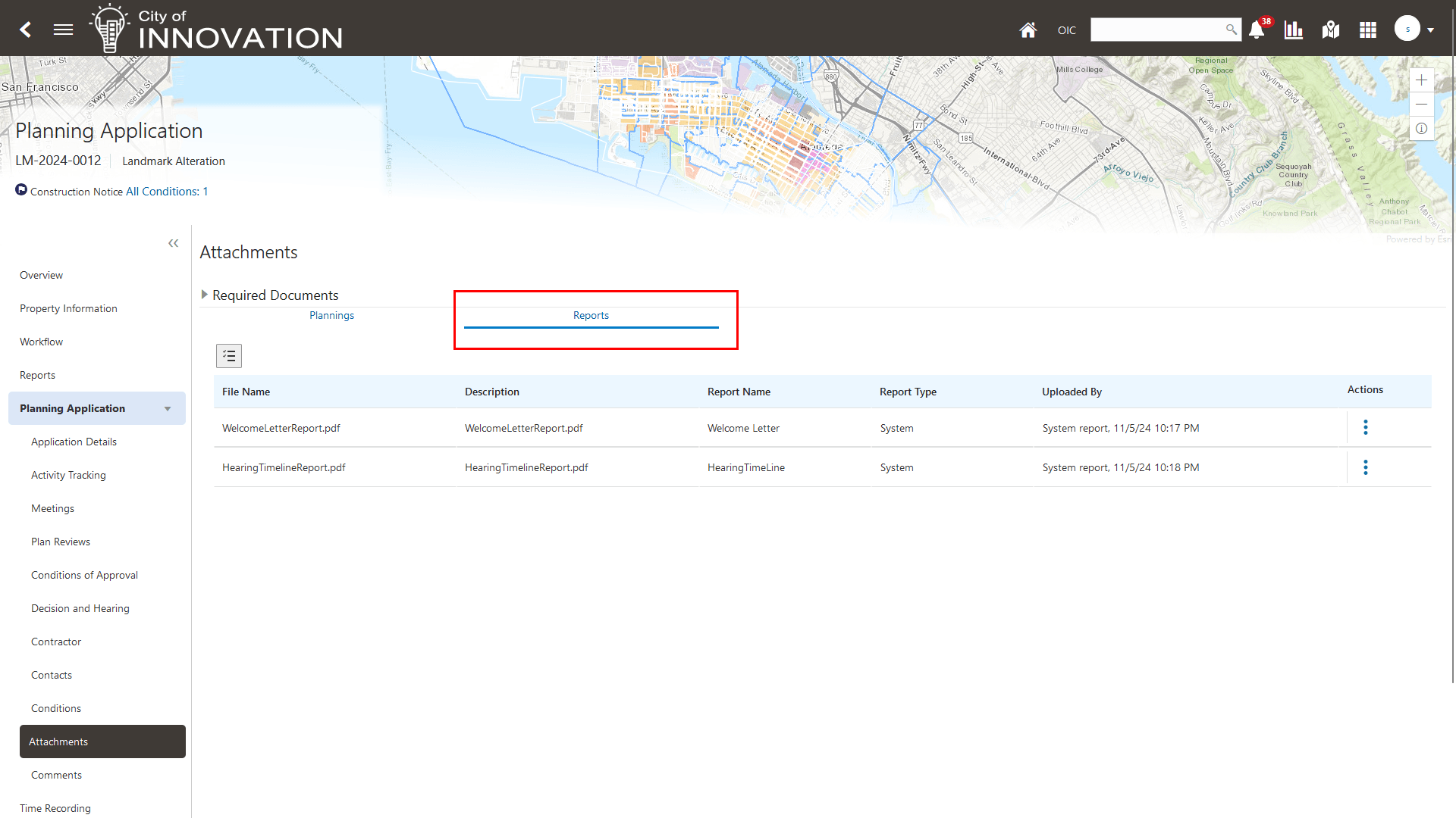 Attachments Page With Reports Tab
