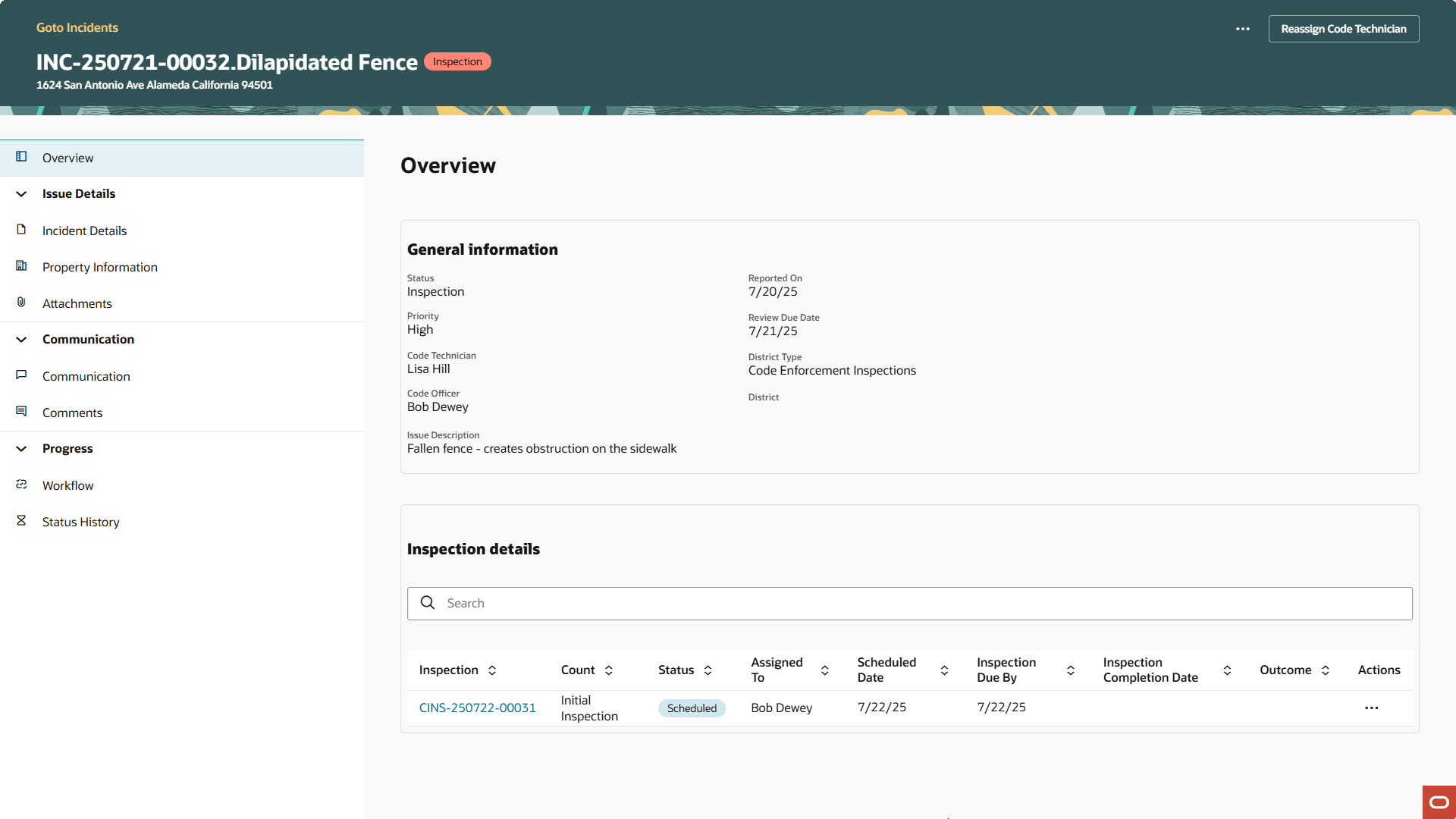 Incident Overview Page