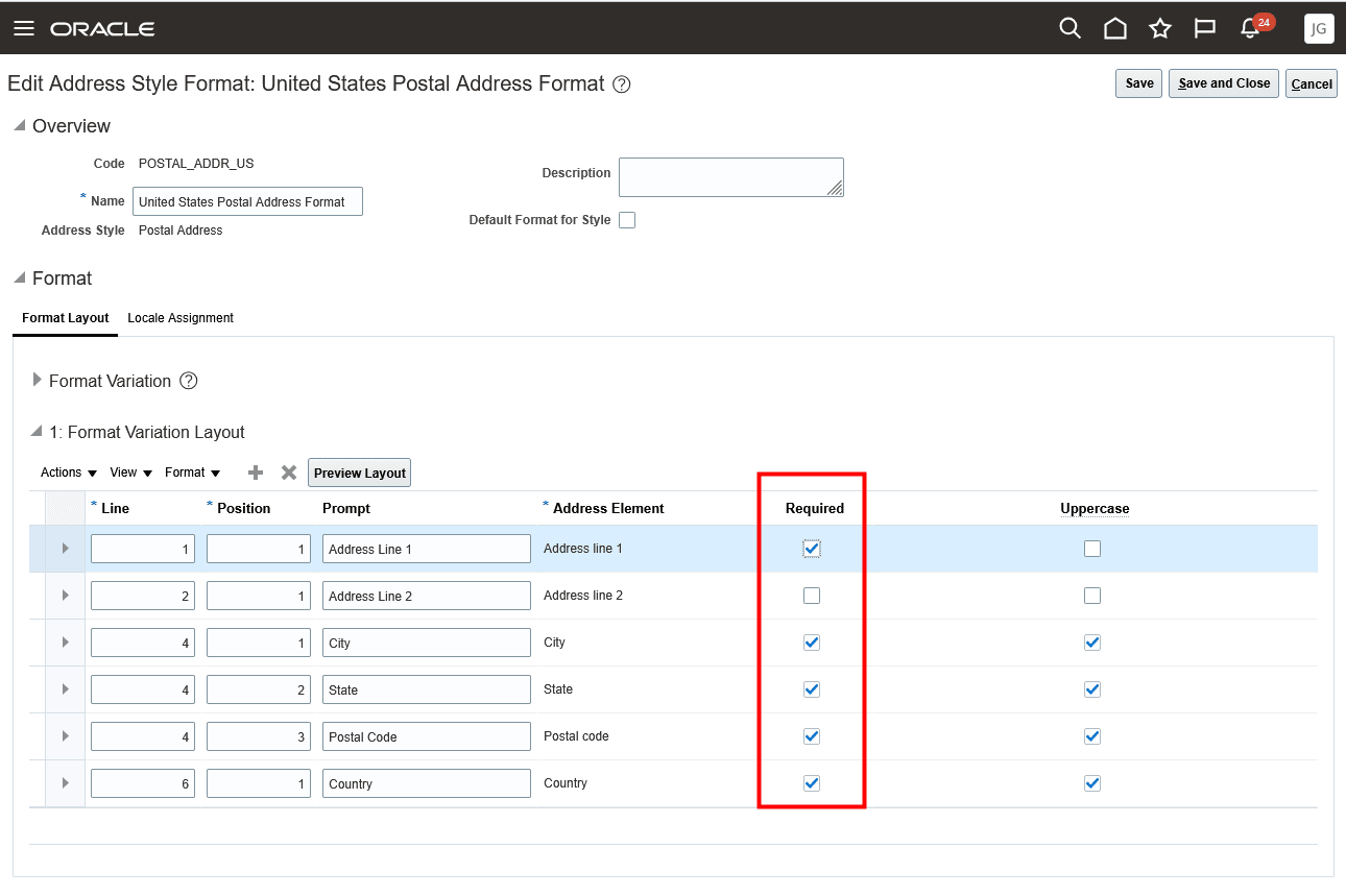 Address Style Format Setup by Country in the Functional Setup Manager