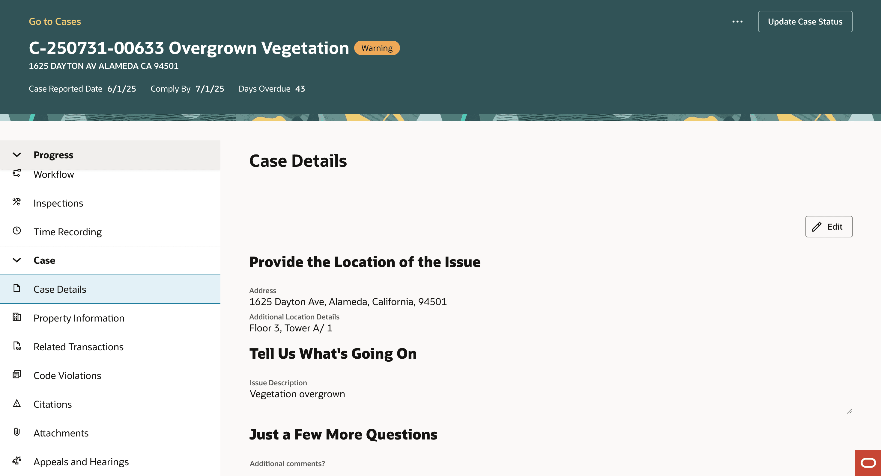 Case Details Page