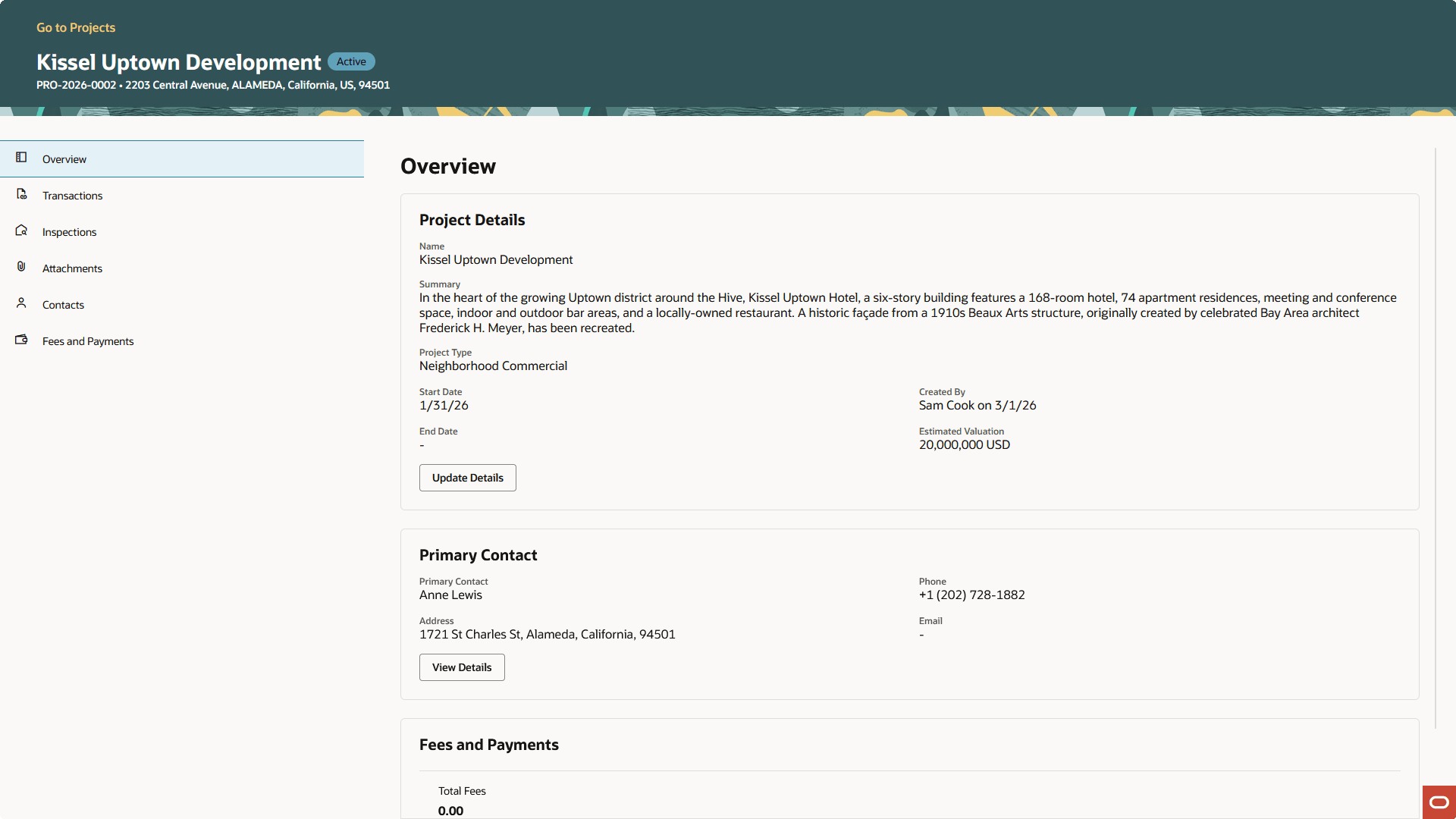 Project Details Page