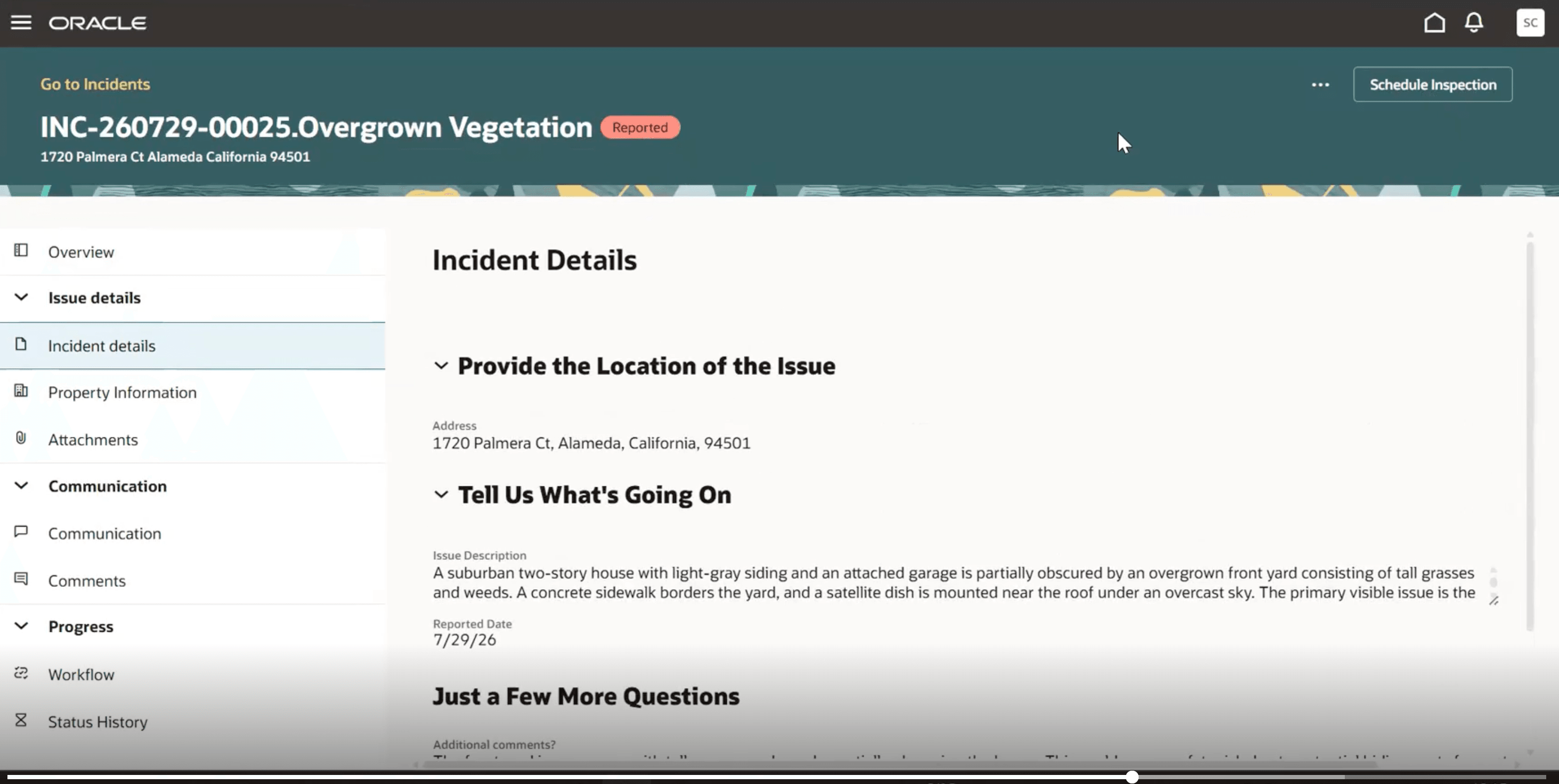 Incident Details page