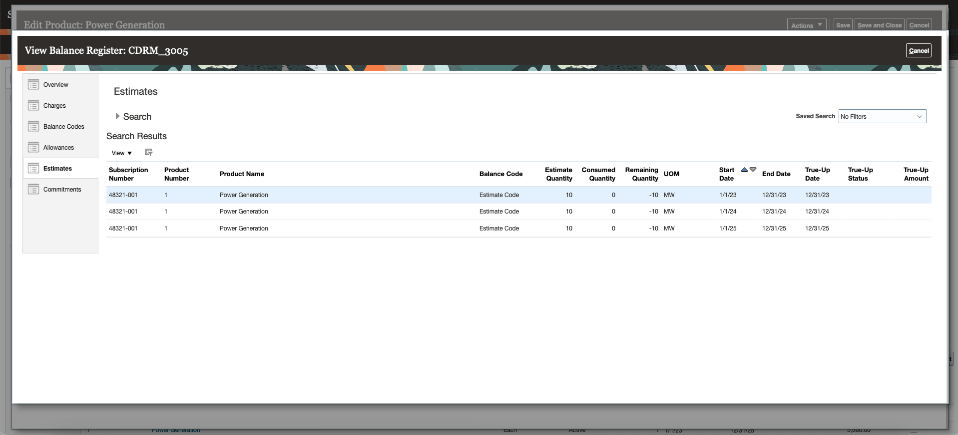 Estimate Register