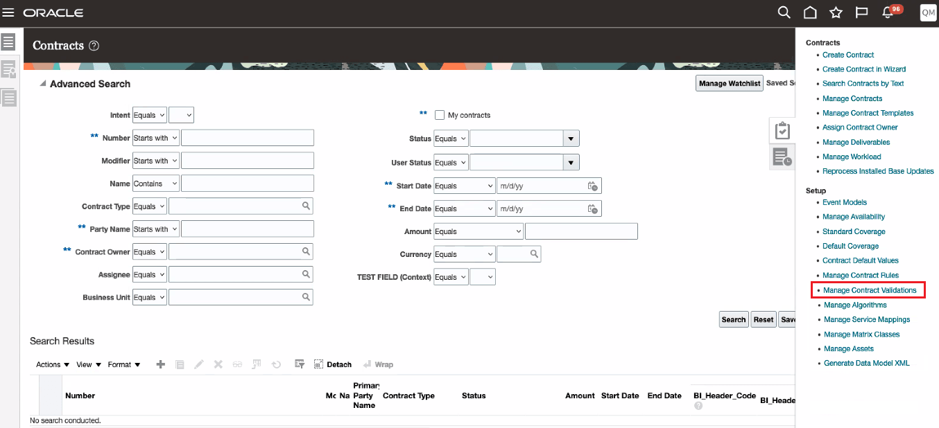 New Manage Contract Validations task