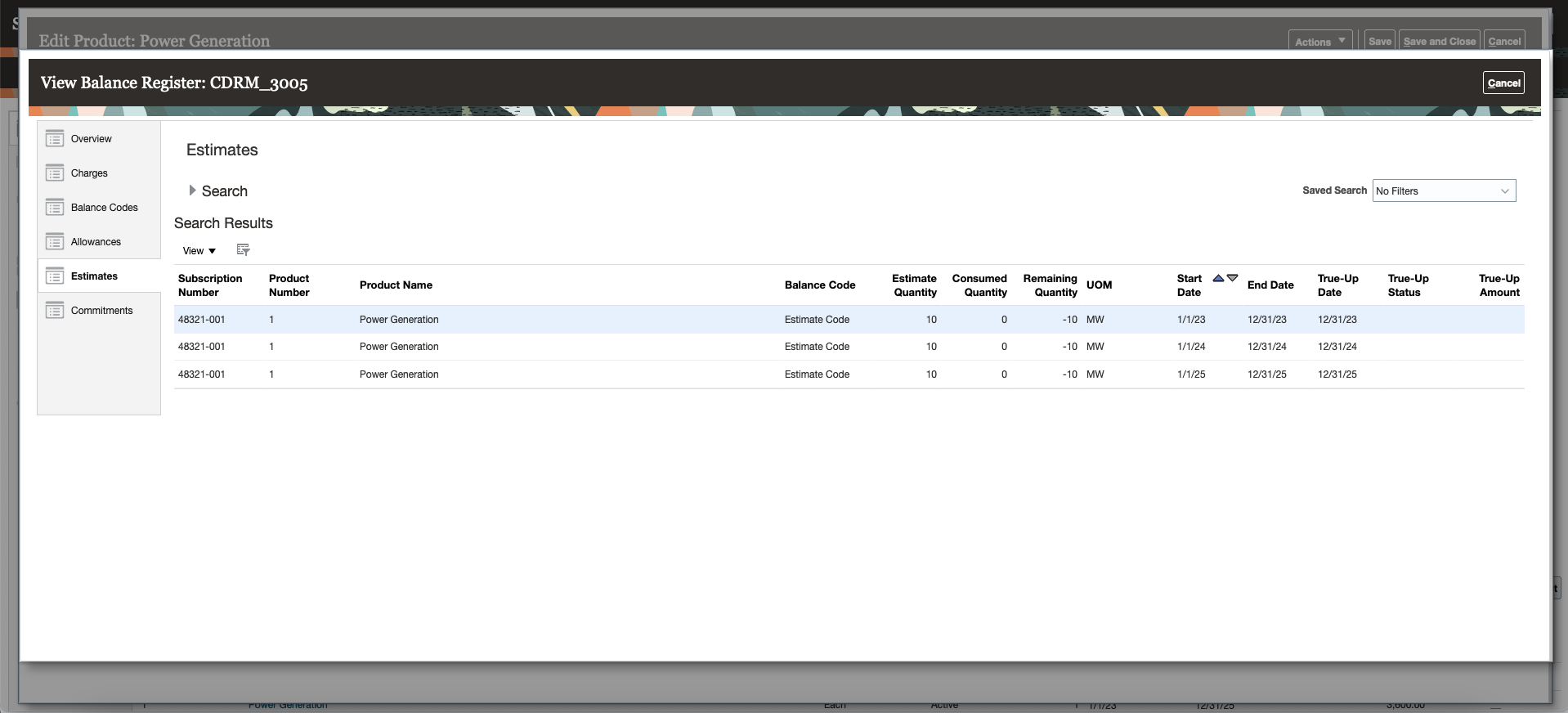 Estimate Register
