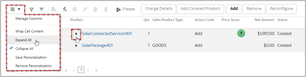 Expand All Models in the Line Item Grid