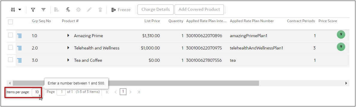 Set Number of Rows in the Line Item Grid