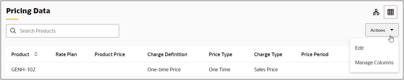 Price Agreement Pricing Data Section
