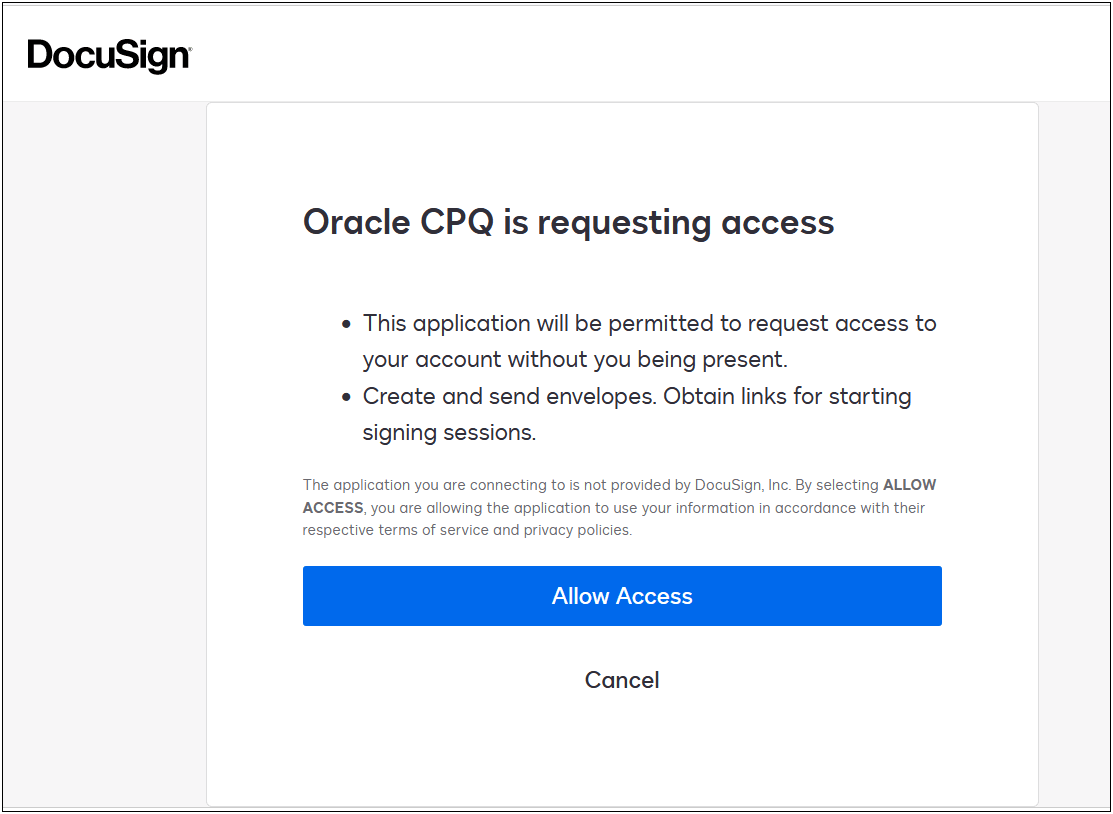DocuSign Allow Access 