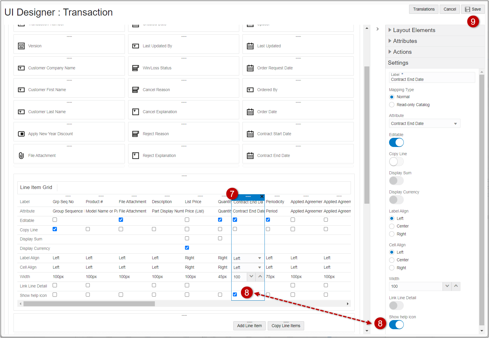 Show Help Icon Option in the Layout Editor