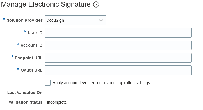 Manage Electronic Signature for DocuSign