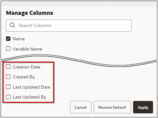 Display audit columns in pricing