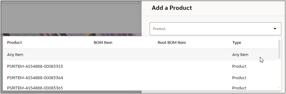 Any Item option in Consolidated Product Search