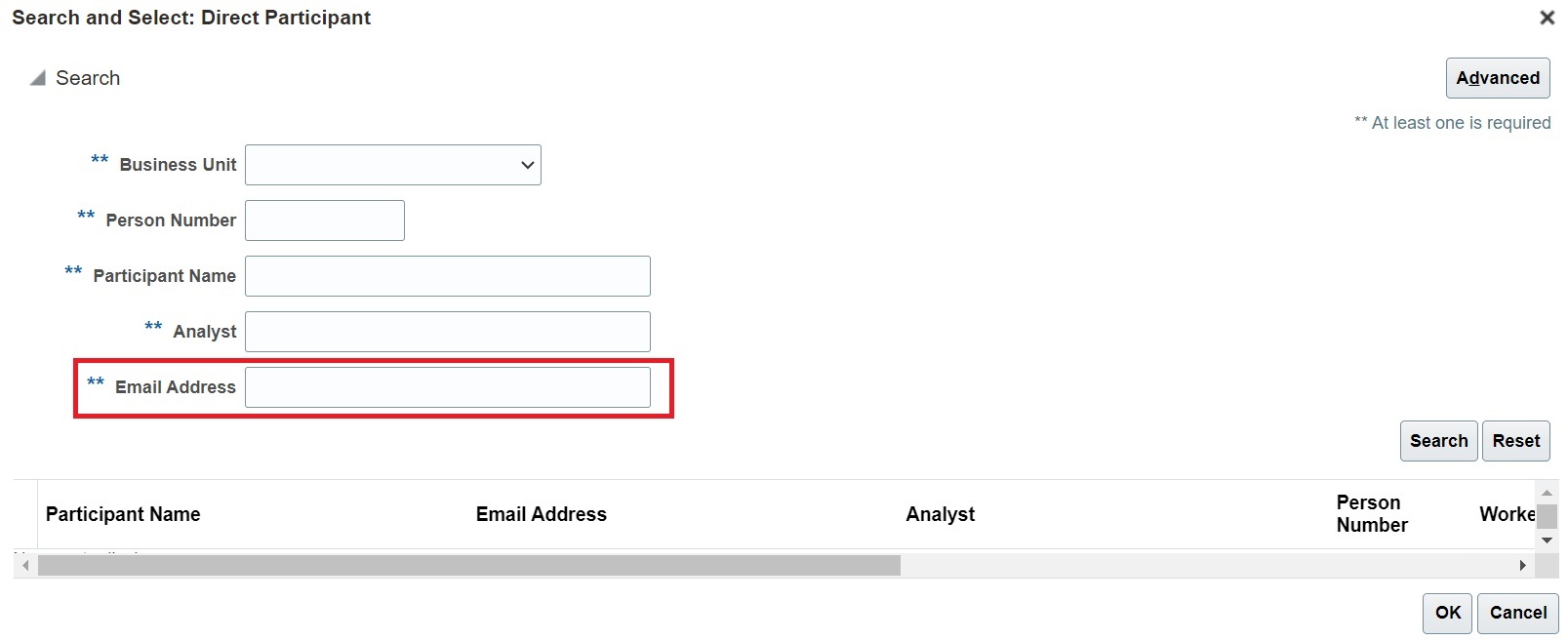 Search Participants by Email