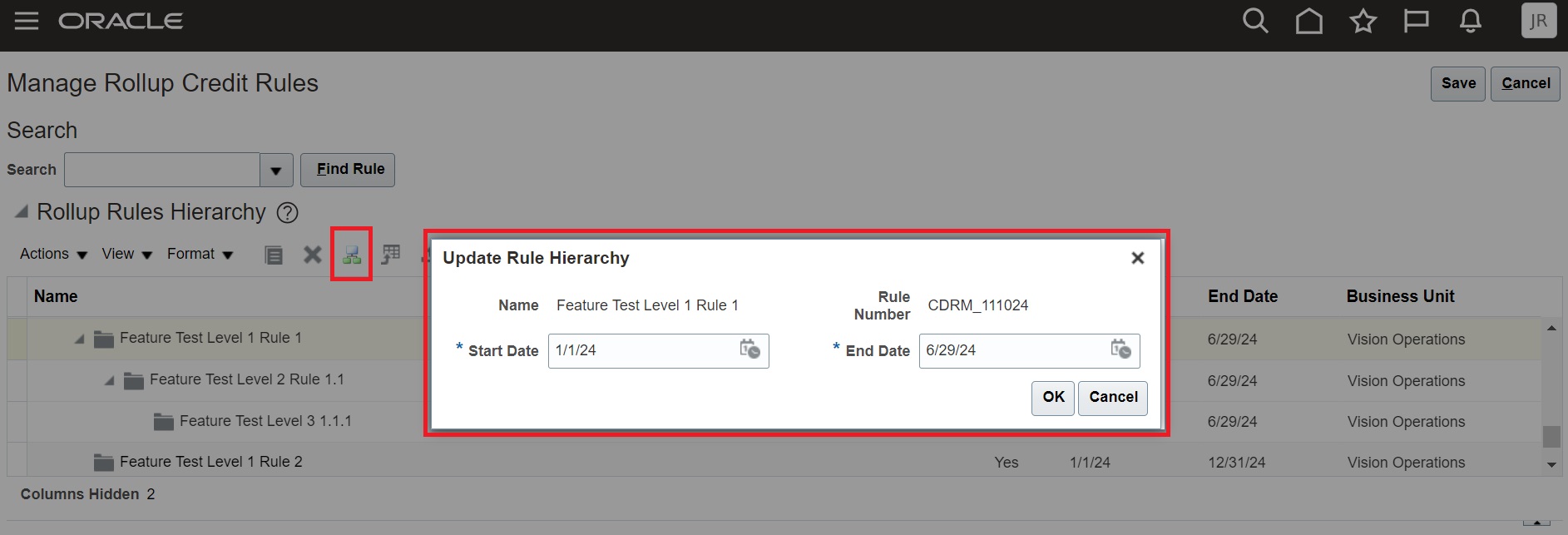 Update Rollup Rule Hierarchy Dates