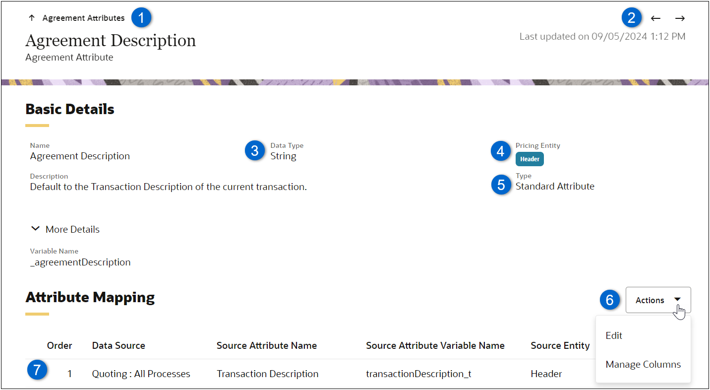 Agreement Attribute page