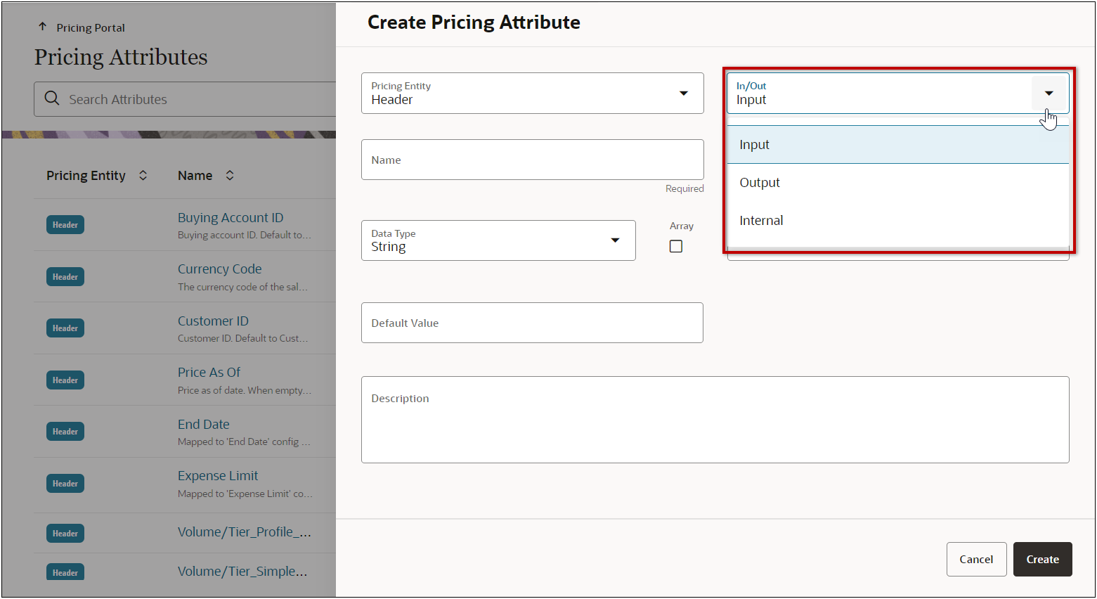 Select In/Out value