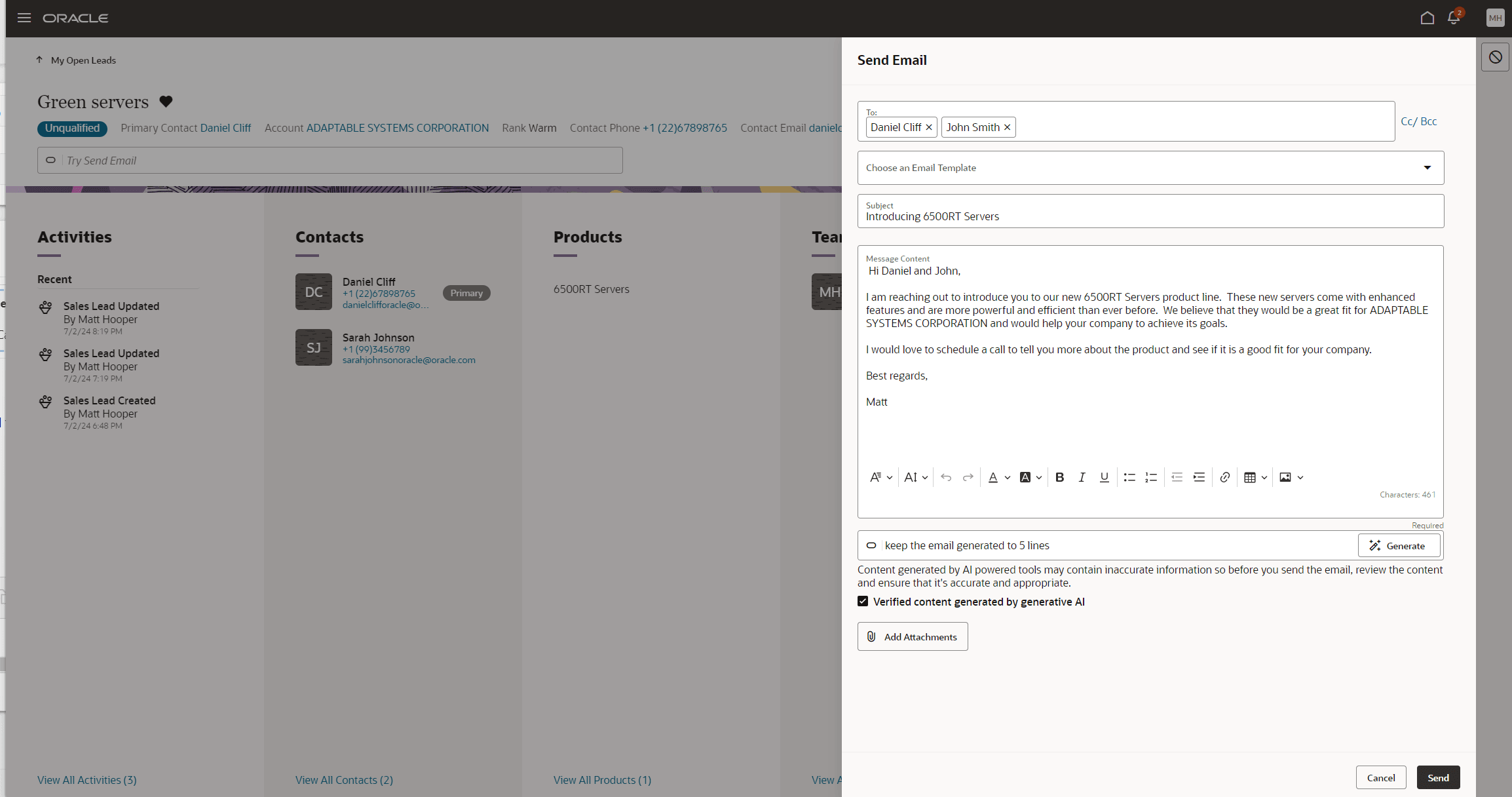 Generate email with user input