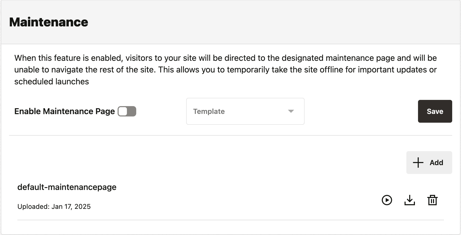 Maintenance Pages