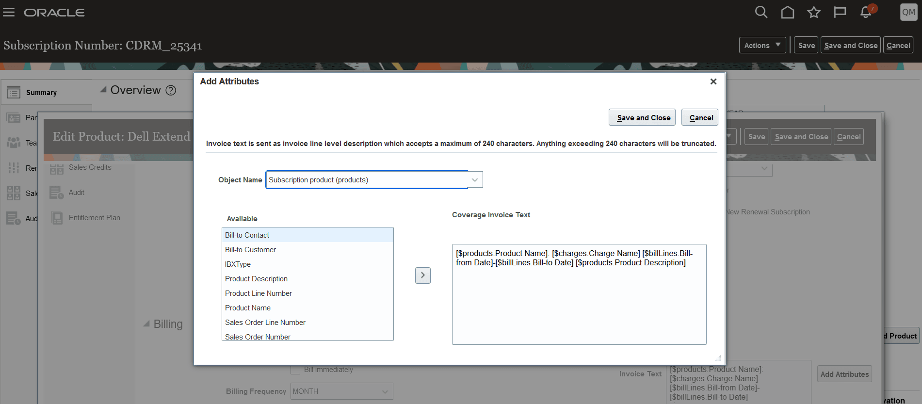 Additional Attributes for Invoice Text