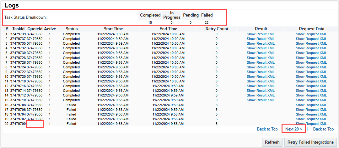 XML Logs