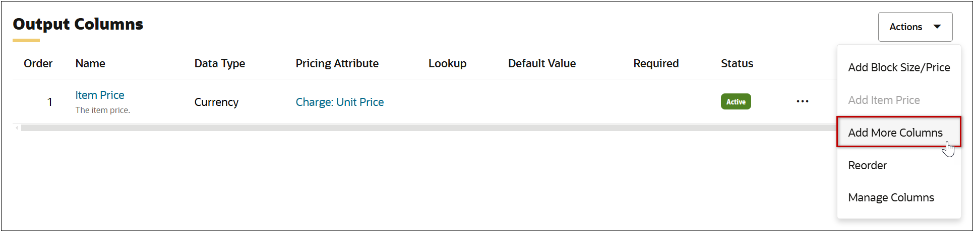 Pricing Matrix Template - Add Output Column