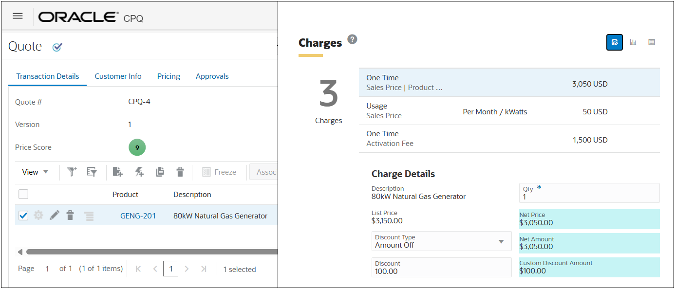 Price Waterfall - Charge Details