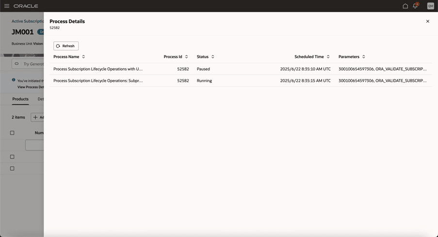 View Process Details after the Validation Job Starts in in Redwood UI
