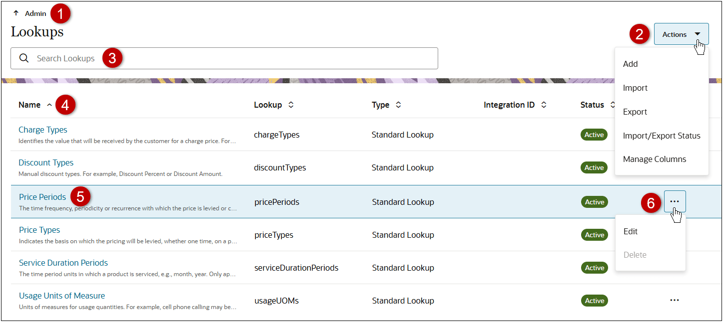 Lookups List page