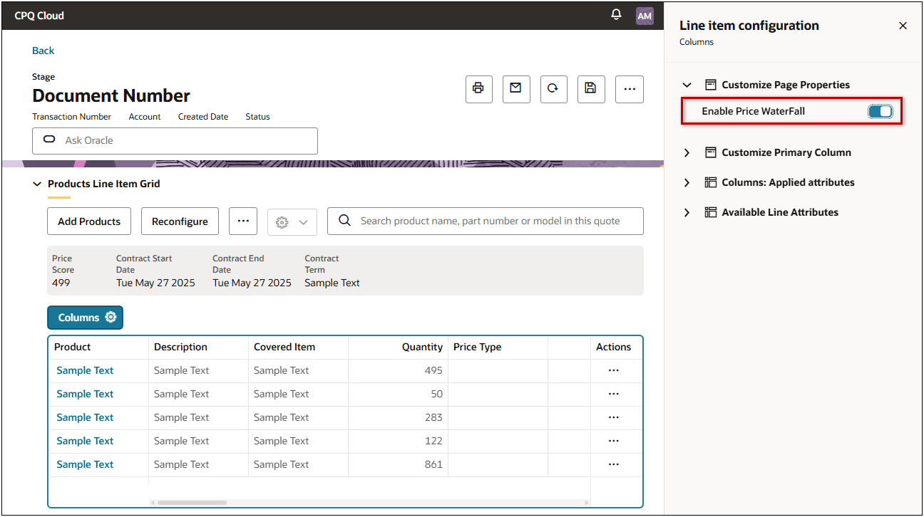Enable Price Waterfall
