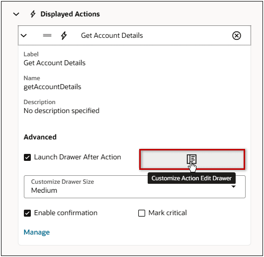 Customize Action Drawer