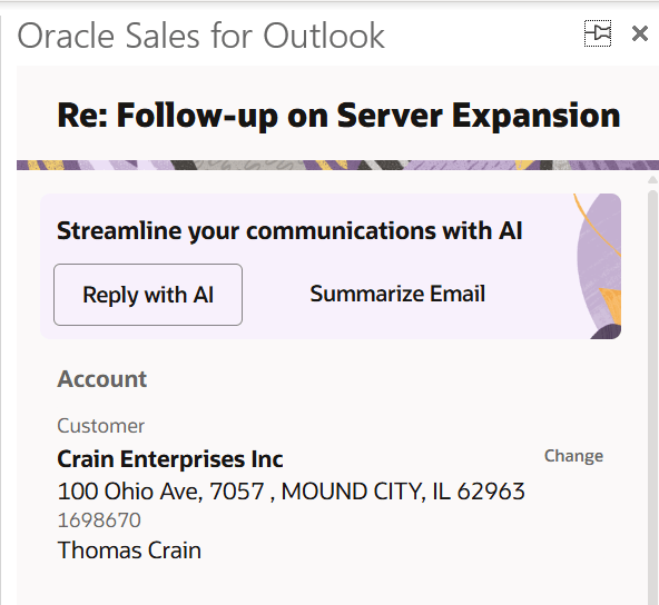 AI options when reading email