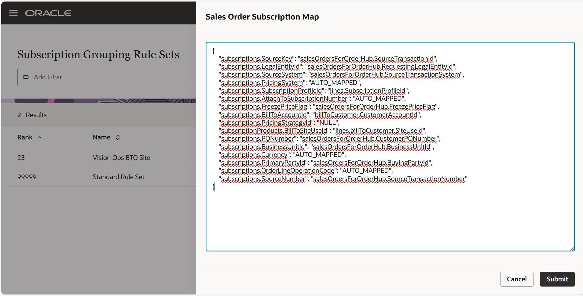 Sales Order Subscription Map