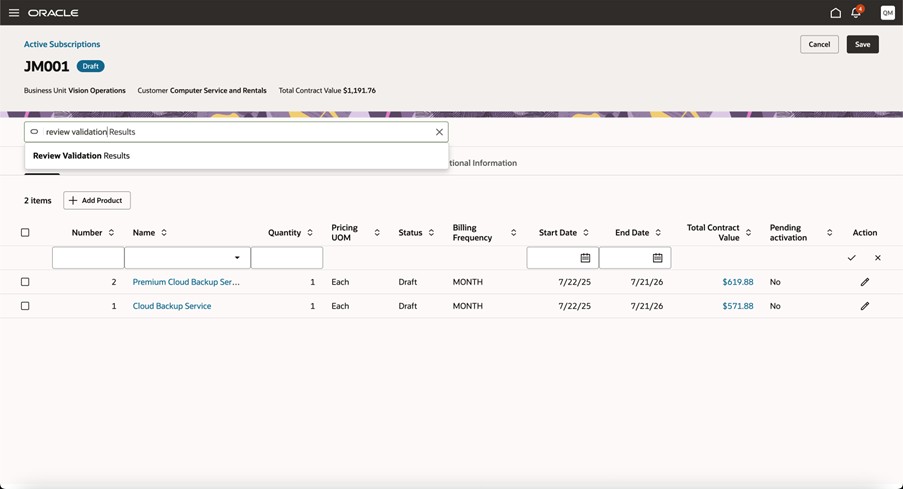 Review Validation Results Action in Redwood UI