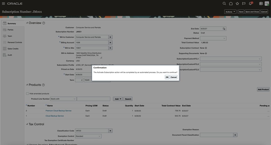 Asynchronous confirmation after activate