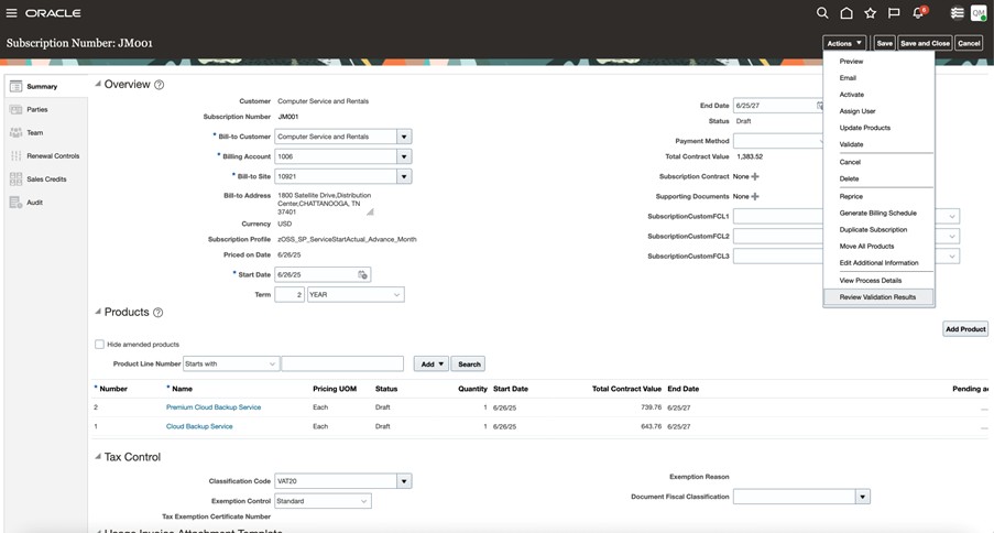 Review Validation Results Action