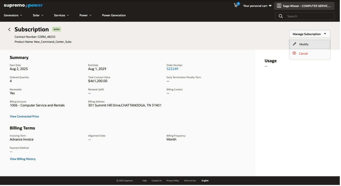Subscription Modification