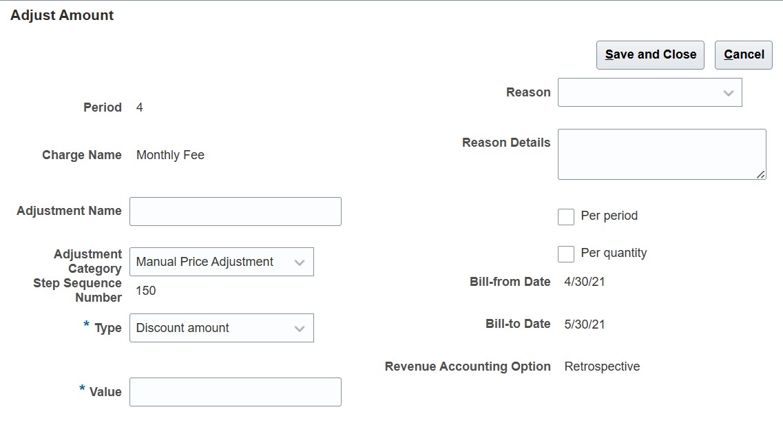 Bill Line Adjustments UI