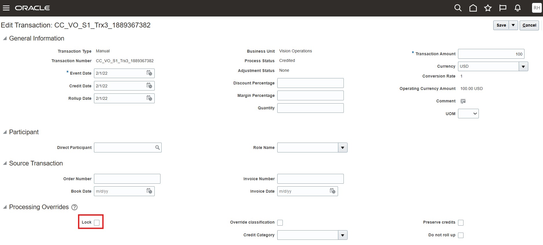 Lock Transaction